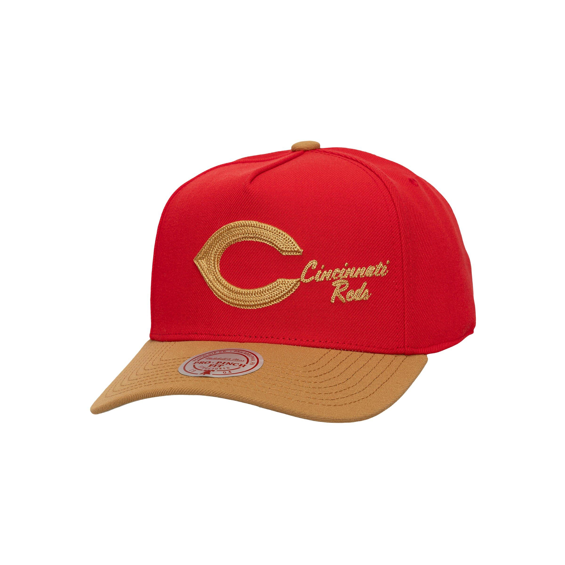Mitchell & Ness Cincinnati Reds Side Script Snapback Hat - Red - RED